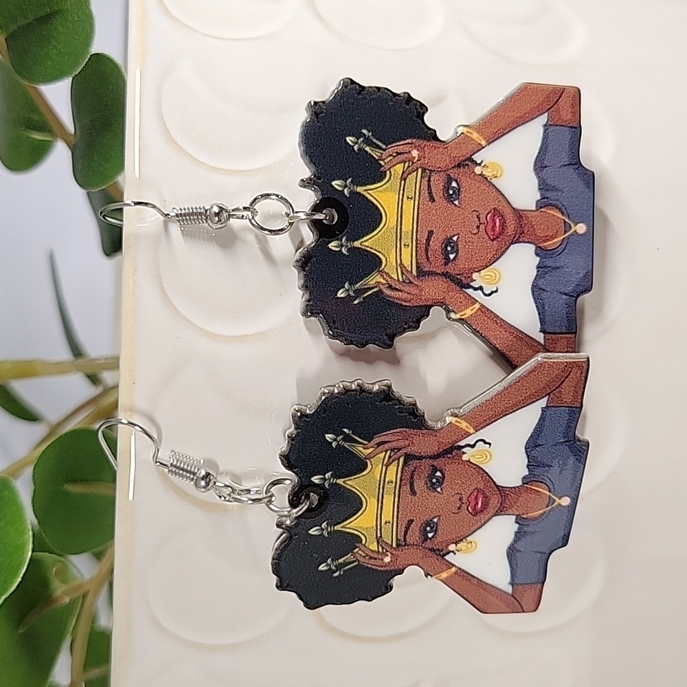 AFRO GIRL QUEEN DROP EARRINGS